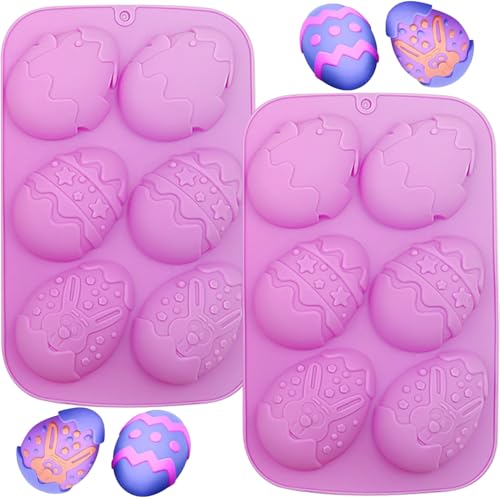 YXHZVON 2 Stück Ostern Silikon Schokoladenformen, Osterei Backformen Silikon, 6 Hohlräume Ostereier und Hasen Silikonformen für DIY Schokolade Süßigkeiten Gelee von YXHZVON