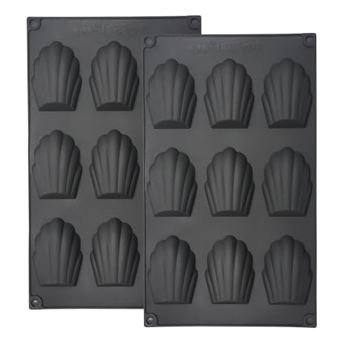 YXHZVON 2 Stücke Madeleine Backformen, 9 Hohlräume Silikon Madeleines Backformen, Madeleena-Form für Kuchen Schokolade Süßigkeiten Kekse (Schwarz) von YXHZVON