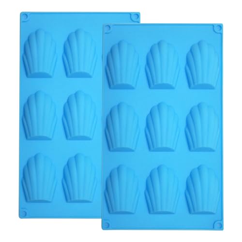 YXHZVON 2 Stücke Mini Madeleine Backformen, Silikon Backform für Madeleine, 9 Hohlräume Bärentatzen Backform für Kuchen Schokolade Süßigkeiten Kekse (Blau) von YXHZVON