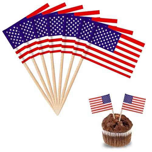 YXHZVON 200 Stück Cocktail Stick Flaggen, Amerika Flagge Zahnstocher, Cocktail Stick Flaggen Zahnstocher Cocktail Picks für Partydeko Food Cake Obst Sandwich Party Pub Deko von YXHZVON