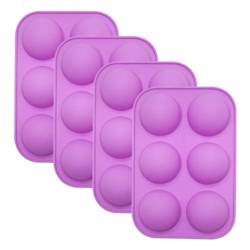 YXHZVON 4 Stück Silikonform Kugel, 6 Löcher Schokoladenformen Halbkugel Backform Ø 5 cm für Schokolade, Kuchen, Gelee, Dome-Mousse(Violett) von YXHZVON