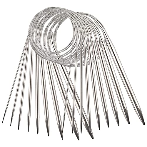 YXHZVON 9 Stück Edelstahl Rundstricknadeln Set, 80cm Stricknadeln Metall Professionelle Garnnadeln für Webprojekte (2,5mm/3,5mm/4,5mm/5,5mm/6mm/7mm/8mm/9mm/10mm) von YXHZVON