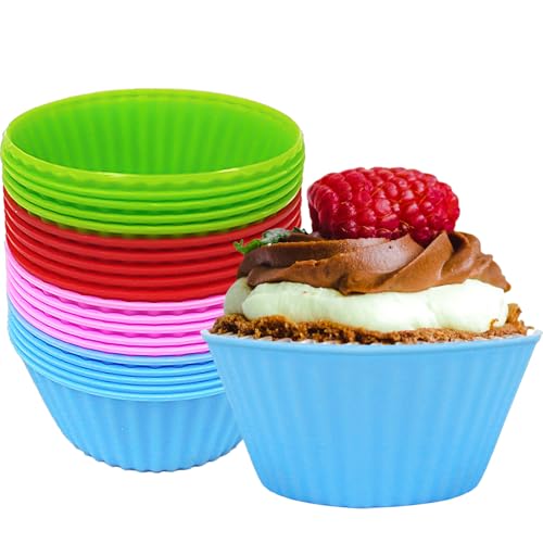 YXHZVON Silikon Muffinförmchen Runden, 20 Stück Wiederverwendbare Backförmchen aus Silikon, Muffinförmchen BPA-Frei Cupcake-Formen für Kuchen, Eincreme und Pudding von YXHZVON