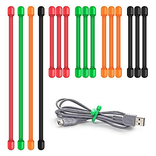 YXHZVON Twist Ties, Packung mit 16 Silikonkabelbindern Mehrzweck-wiederverwendbare Gummikabelbänder Cord Organizer für das Kabelmanagement (3 Zoll, 6 Zoll) von YXHZVON