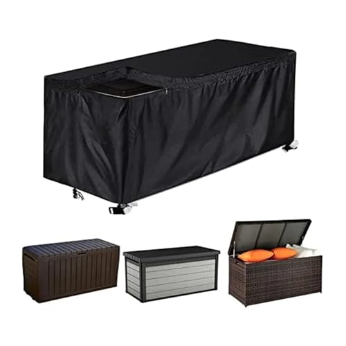 Terrassendeck-Box-Abdeckung, Wasserdichte Garten-Aufbewahrungsbox-Abdeckung For Gartenmöbel, Rechteckig, Schwarz, Schutzhülle For Garten Gartenbox Abdeckung(L 158x76x71cm) von YXINAER
