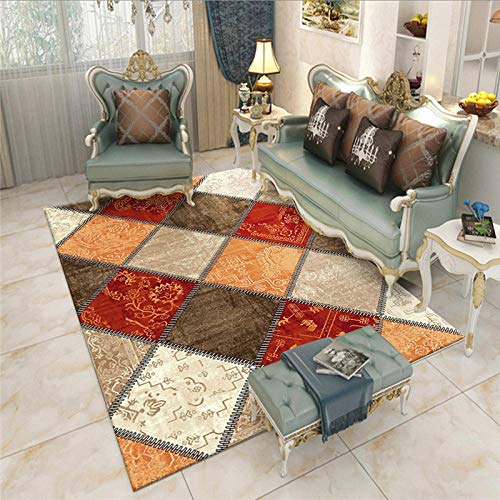 Designer Teppich Moderner Teppiche Wohnzimmer Groß flächiger Teppich Luxus handgeschnitzten Blumenmuster Teppich gelb rot beige braun Schlafzimmer Teppich Farbechtheit Pflegeleicht Teppiche 150x170cm von YXISHOME