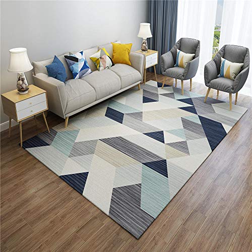 YXISHOME Teppich Modern Designer Teppiche Wohnzimmer Creme des blauen Graus des geometrischen Dreiecknadelstreifens weiche Area Teppich 2x3M von YXISHOME