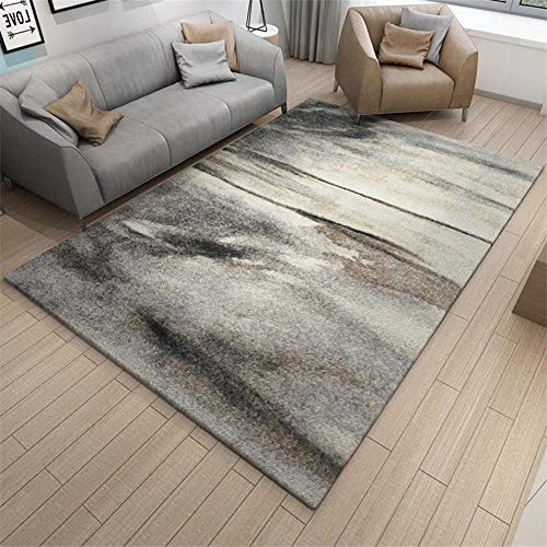 YXISHOME Teppiche Moderner Wohnzimmer Shaggy, Hochflor Teppich, Soft Pflegeleicht Teppich 7mm Dick graues Küsteninselmuster Teppich 1.5x1.7m von YXISHOME