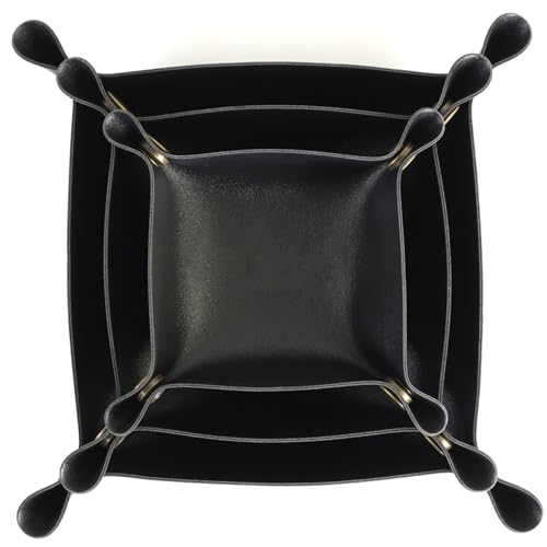YXJDWEI 3 Stück Lederschale Deko Tablett PU Schlüsselschale Leder Schmuckschale Schmucktablett für Schmuck Schlüssel Münzen Handy Organizer (Schwarz) von YXJDWEI