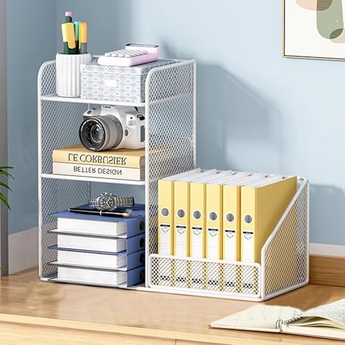 YXLLGS 3-stöckiges Papier-Briefablage-kleines Regal, Schreibtisch Regal, Schreibtisch regalaufsatz, Wohnzimmer, Schlafzimmer(White) von YXLLGS
