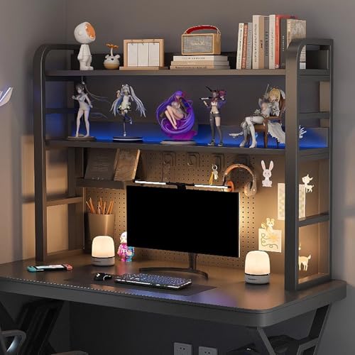 YXLLGS Kleines Regal, Schreibtisch Regal, Schreibtischregale für Computermonitore, 3-stufiges mit Pegboard-Haken-Set, für den Schreibtisch für das Home-Office(95cm/37in) von YXLLGS