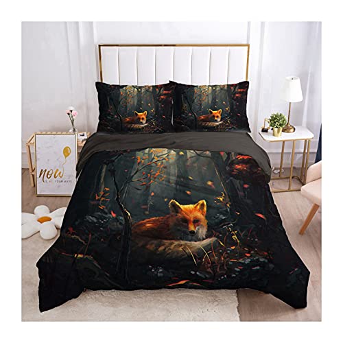 YXLM Bettwäsche, Bettbezug, Fuchs, Mikrofaser, Bettwäsche und Kissenbezüge, 3D Fuchs, Tiere, für Kinderzimmer (D,135 x 200 cm) von YXLM