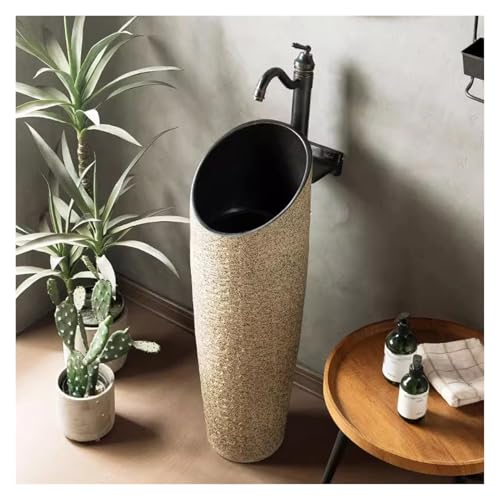32" Hohe Keramik-Waschbecken-Sets, Einteiliges Standwaschbecken Mit Stabilerem Wasserhahn, Für Den Schlafzimmerbalkon(Set 6) von YXLYFDLY