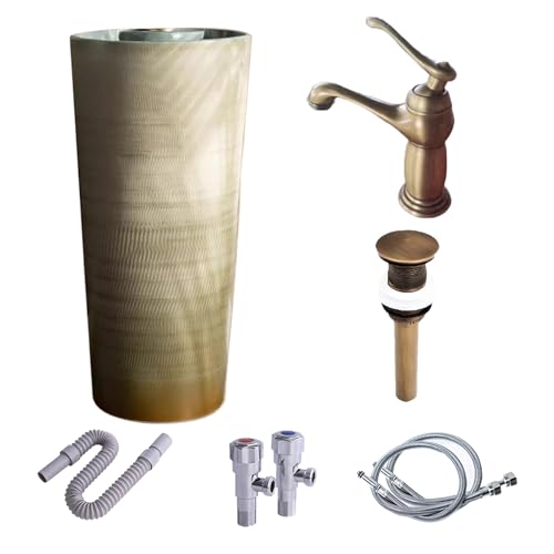 Badezimmerwaschbecken Im Vintage-Design, Kompaktes Aufsatzwaschbecken Und Einteiliges Standwaschbecken Mit Abflusskombination, Für Drinnen Und Draußen(Set 1) von YXLYFDLY