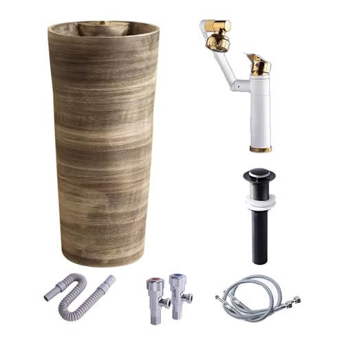 Badezimmerwaschbecken Im Vintage-Design, Langlebiges Aufsatzwaschbecken Und Einteiliges Standwaschbecken Mit Abflusskombination, Für Drinnen Und Draußen(Set 4) von YXLYFDLY