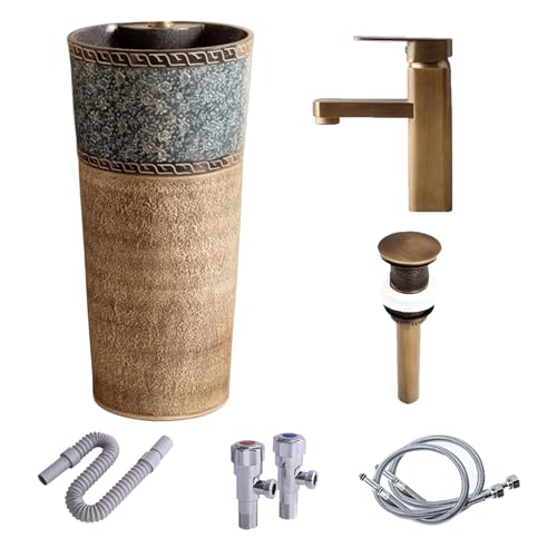 Einteilige Badezimmer-Waschbecken-Sets, Standwaschbecken Mit Ablassventil Für Die Küche, Platzsparend(Set 2) von YXLYFDLY