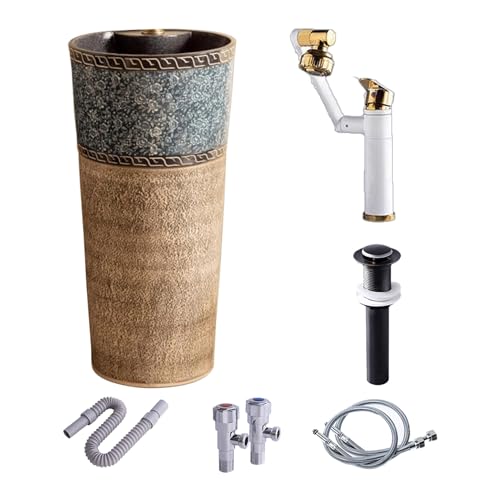 Einteilige Badezimmer-Waschbecken-Sets, Standwaschbecken Mit Ablassventil Für Die Küche, Platzsparend(Set 4) von YXLYFDLY