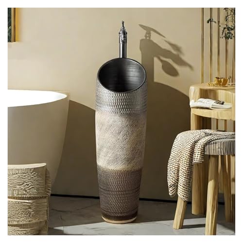 Einteilige Keramik-Waschbecken-Sets Mit Sockel, 32 Zoll Hohes Waschbecken, Spritzwassergeschützt, Für Das Badezimmer Zu Hause(Set 1) von YXLYFDLY