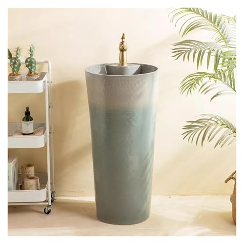 Keramik-Aufsatzwaschbecken Für Den Garten, Robustes Badezimmerwaschbecken Und Standwaschbecken Mit Wasserhahn Und Abfluss-Kombination, Langlebige Nutzung(Set 1) von YXLYFDLY