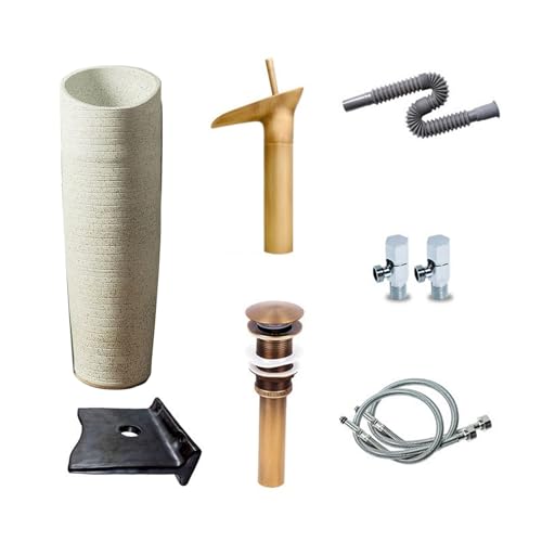 Multifunktionales Badezimmerwaschbecken Mit Abflusskombination, Vintage-Keramik-Standwaschbecken Für Drinnen Und Draußen, Einfach Zu Montieren(Set 3) von YXLYFDLY