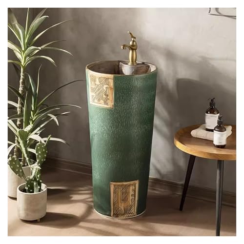 Säulenwaschbecken, 81,3 Cm Hohes Standwaschbecken Mit Wasserhahn Für Das Badezimmer Zu Hause, Einfach Zu Montieren(Set 2) von YXLYFDLY