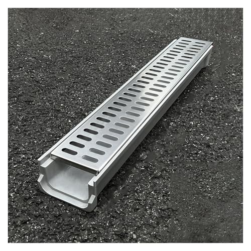 YXLYFDLY U-förmiges Grabenentwässerungssystem, Badezimmer-Rinnenablauf Und Bodenablauf Mit Edelstahlrost, Große Tragfähigkeit(60x10x10cm//23.6x3.9x3.9in) von YXLYFDLY