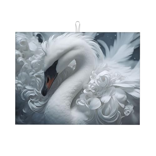 Abtropfmatte mit schönen Schwanenfedern, Mikrofaser, große Größe, 45,7 x 61 cm, Küchen-Abtropfmatte (Schwarz/Rot/Blau) von YXLymxDAMAI