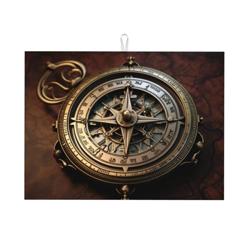 Ancient Compass Abtropfmatte – Mikrofaser-Abtropfmatte, große Größe, 45,7 x 61 cm, Küchen-Abtropfmatte (Schwarz/Rot/Blau) von YXLymxDAMAI