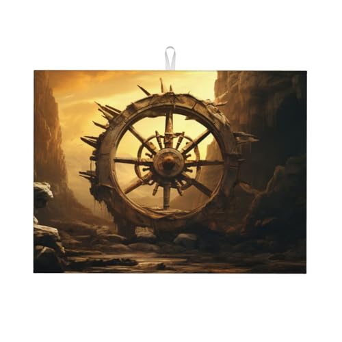 Ancient Roulette Abtropfmatte – Mikrofaser-Abtropfmatte, große Größe, 45,7 x 61 cm, Küchen-Abtropfmatte (Schwarz/Rot/Blau) von YXLymxDAMAI
