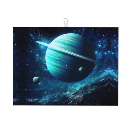Blue Planet Abtropfmatte – Mikrofaser-Abtropfmatte, große Größe, 45,7 x 61 cm, Küchen-Abtropfmatte (Schwarz/Rot/Blau) von YXLymxDAMAI