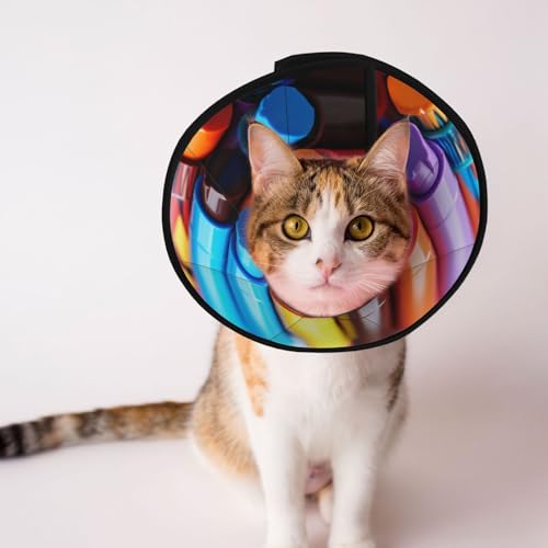 Buntes Buntstift-Hundehalsband – Schutzhalsband für Hunde und Katzen, bequemes Haustier-Genesungshalsband für große und mittelgroße Welpen von YXLymxDAMAI