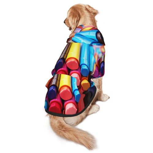 Colorful Crayons Hunde-Kapuzenpullover – Kapuzenpullover für mittelgroße und große Hunde – Haustier-Wintermantel, Schwarz Colorful Crayons Hunde-Kapuzenpullover – Kapuzenpullover für mittelgroße und große Hunde – Haustier-Wintermantel, Schwarz von YXLymxDAMAI