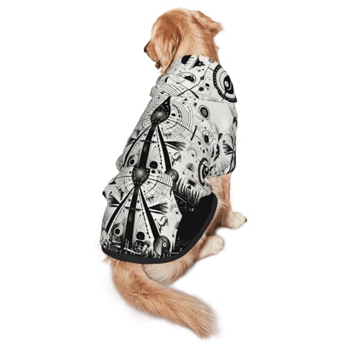 Hunde-Kapuzenpullover mit schwarz-weißem Symbolmuster, für mittelgroße und große Hunde, Haustier-Wintermantel, Schwarz Hunde-Kapuzenpullover mit schwarz-weißem Symbolmuster, für mittelgroße und große Hunde, Haustier-Wintermantel, Schwarz von YXLymxDAMAI