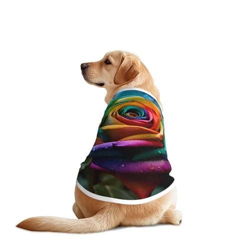 Hundebekleidung mit mehrfarbigen Blumen – atmungsaktives, weiches Hundekostüm, modische und bequeme T-Shirts für mittelgroße und große Hunde von YXLymxDAMAI