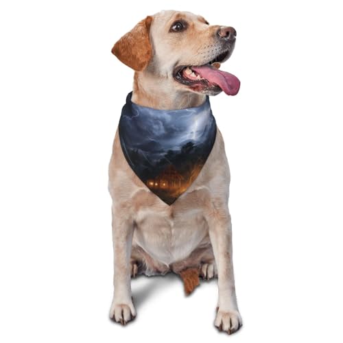 Hundehalstücher "A Night of Lightning and Thunder" – Dreieckstuch für Haustiere, geeignet für kleine bis mittelgroße große Hunde und Katzen von YXLymxDAMAI