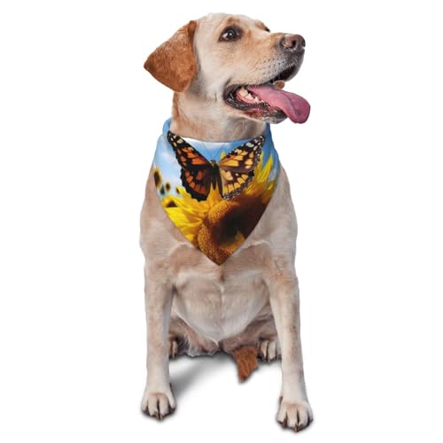 Hundehalstücher mit Schmetterlingen auf Blumen, Dreieckstuch für Haustiere, geeignet für kleine bis mittelgroße große Hunde und Katzen Hundehalstücher mit Schmetterlingen auf Blumen, Dreieckstuch für Haustiere, geeignet für kleine bis mittelgroße große Hunde und Katzen von YXLymxDAMAI