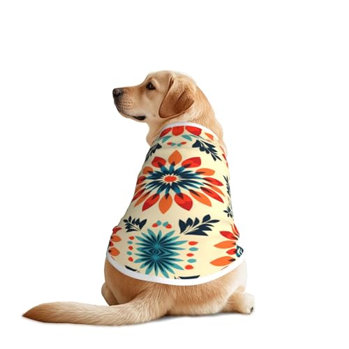 Hundekleidung mit geometrischem Blumenmuster – atmungsaktiv, weich, für Haustiere, Hunde, modische und bequeme T-Shirts für mittelgroße und große Hunde von YXLymxDAMAI