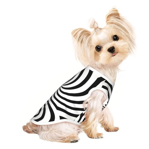 Hundeweste mit schwindeligen Linien, für den Sommer, niedliche Haustierkleidung für kleine und mittelgroße Hunde, Schwarz und Weiß von YXLymxDAMAI
