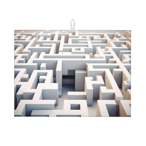 Labyrinth Abtropfmatte – Mikrofaser-Abtropfmatte, große Größe, 45,7 x 61 cm, Küchen-Abtropfmatte (Schwarz/Rot/Blau) von YXLymxDAMAI