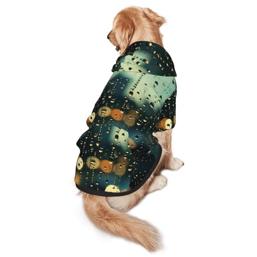 Raindrops Outside The Window Hunde-Kapuzenpullover für mittelgroße und große Hunde, Haustier-Wintermantel, Schwarz von YXLymxDAMAI
