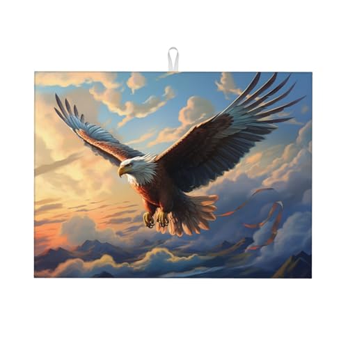 Soaring Eagle Abtropfmatte – Mikrofaser-Abtropfmatte, große Größe, 45,7 x 61 cm, Küchen-Abtropfmatte (Schwarz/Rot/Blau) von YXLymxDAMAI