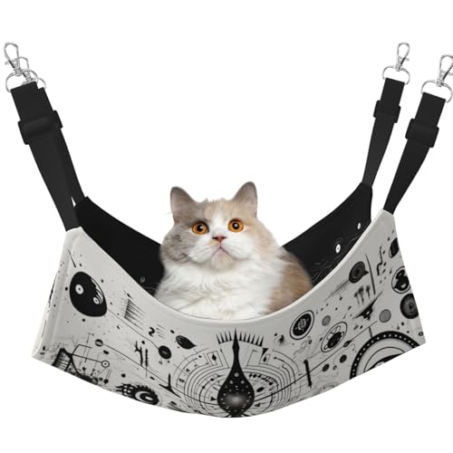 YXLymxDAMAI Katzen-Hängemattenbett mit schwarzem und weißem Symbolmuster – Haustierkäfig-Hängematte mit verstellbaren Riemen, geeignet für Katzen, Frettchen, Welpen oder kleine Haustiere YXLymxDAMAI Katzen-Hängemattenbett mit schwarzem und weißem Symbolmuster – Haustierkäfig-Hängematte mit verstellbaren Riemen, geeignet für Katzen, Frettchen, Welpen oder kleine Haustiere von YXLymxDAMAI