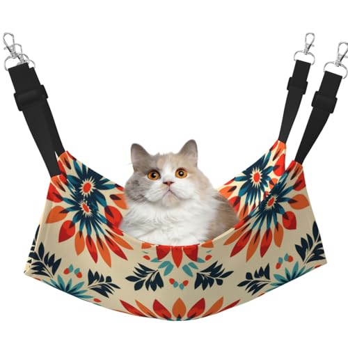 YXLymxDAMAI Katzenhängematte mit geometrischem Blumenmuster – Haustierkäfig-Hängematte mit verstellbaren Riemen, geeignet für Katzen, Frettchen, Welpen oder kleine Haustiere YXLymxDAMAI Katzenhängematte mit geometrischem Blumenmuster – Haustierkäfig-Hängematte mit verstellbaren Riemen, geeignet für Katzen, Frettchen, Welpen oder kleine Haustiere von YXLymxDAMAI