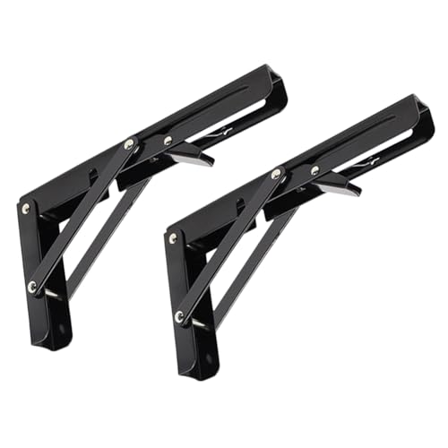 YXQ Klappbare Regalhalterungen, 25,4 cm, robust, Edelstahl, faltbar, Schwarz, 2 Stück von YXQ