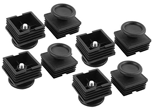 YXQ Leveling Foot quadratisch Gewinde Tube einfügen – 8 Sets 40 mm x 40 mm Verstellbare Kappe Kit Stuhl Tisch Möbel Bein Füße Cover schwarz Kunststoff von YXQ