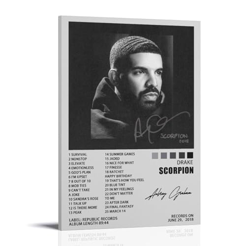YXRONG Drake Skorpion Musikalbum Cover Poster Dekoration Ölgemälde Leinwand Poster Kunstgemälde Schlafzimmer Dekoration 30 x 45 cm Rahmenstil von YXRONG