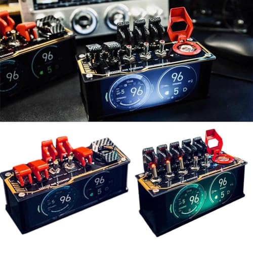 USB-Dockingstation, Retro-USB-Streifen, Originalschalter, cooler USB-Lade-Hub, USB-Handy-Ladegerät, USB-DC2.1-Anschluss, Hub-Extender mit Flugzeugschaltern und App-gesteuerten RGB-Lichtern (schwarz) von YXRRVING