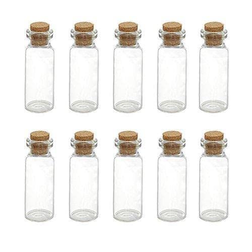 YXRRVING 10 Stück 1 x 2,8 cm Mini-Glas klein klein klar Kork Glas Korken Glasflaschen Geschenke Stopper Wunschglas transparent von YXRRVING