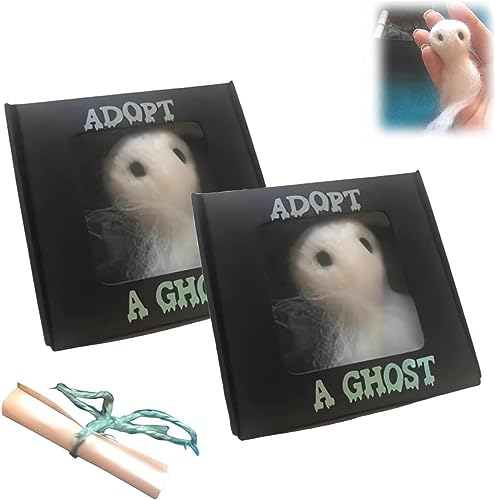 YXRRVING Adopt A Ghost, Halloween Cute Little Pocket Ghost, White Wool Felt Ghosts Ornaments with Tiny Scroll, Ghost Matchbox Gift for Friends and Family Who Love Ghost Stories von YXRRVING