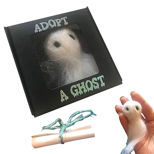 Adopt A Ghost, Halloween Cute Little Pocket Ghost, White Wool Felt Ghosts Ornaments with Tiny Scroll, Ghost Matchbox Gift for Friends and Family Who Love Ghost Stories von YXRRVING